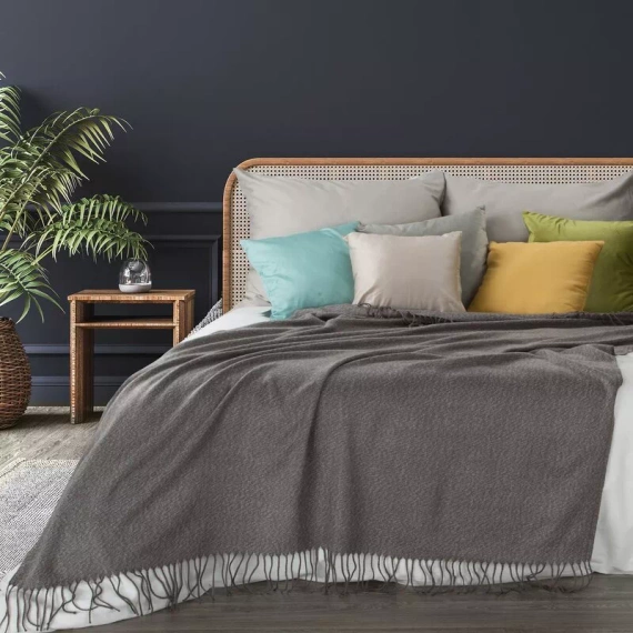 Acryl 5 Gewebte Decke mit Fransen. Eurovorhänge aus Stahl