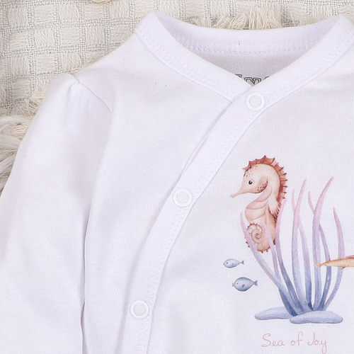 ABN-5472 Underwater World Nini Langarm-Wickelbody weiß – Bio-Baumwolle, für Babys