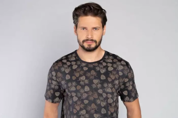 Pinus Schlafanzug Herren kurzarm, lange Hose Italian Fashion- print/graphite