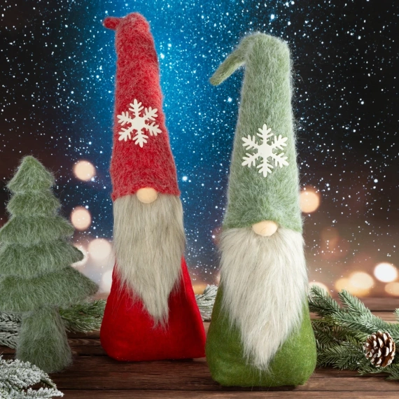 121A Zwerg, dekorative Weihnachtsfigur, Eurogardinen, grün