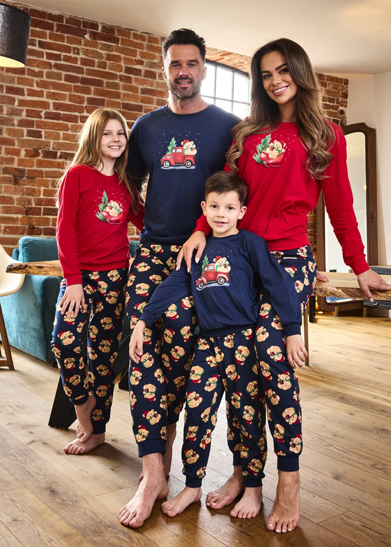 671/422 Teddy Cornette Damenpyjama – Weihnachten, rot, Baumwolle, lange Ärmel