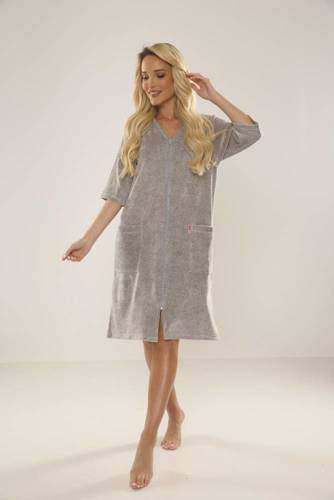 431 Velour Forex Damen Bademantel - hell melange