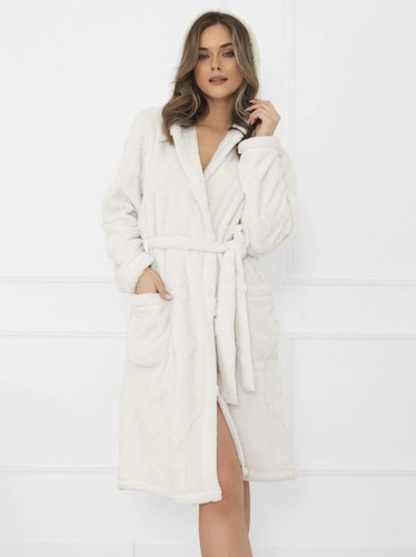 Damen-Teddy-Morgenmantel Italian Fashion-mit Kapuze, warm, weich bipolar