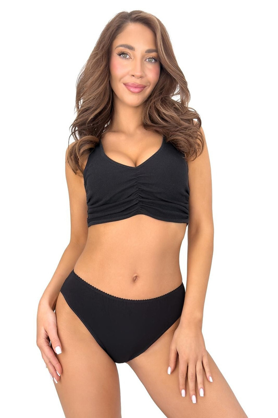 DONNA 264 Damen Baumwollslip mit Spitze Komfortabel für den Alltag Schwarz