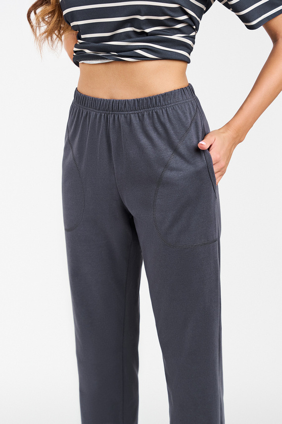 Betty Damen Schlafanzug kurzarm, lange Hose Italian Fashion - graphite/graphite print