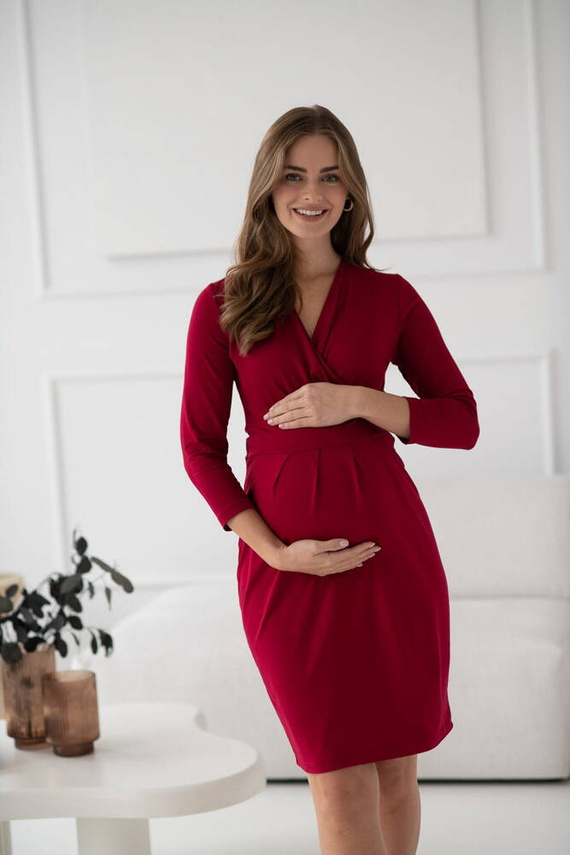 Grow with me Milk&Love Umstands- und Stillkleid, Burgunderrot