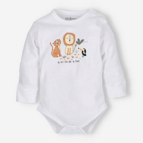 ABN-5265/ECR Wild Animals Nini Body aus ecrufarbener Bio-Baumwolle