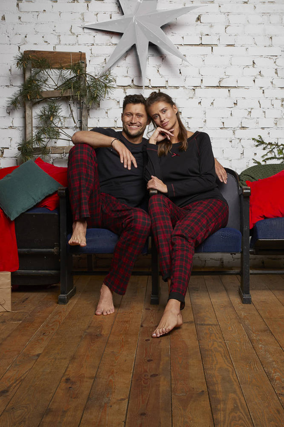 Ordesa Damen Schlafanzug langarm, lange Hose Italian Fashion - schwarz/print