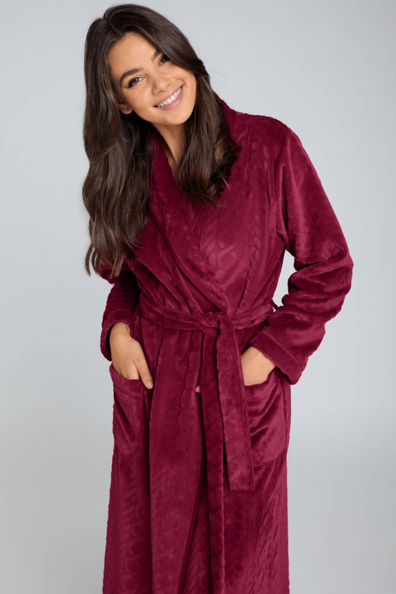 Bona Damen-Fleece-Morgenmantel Italian Fashion - kastanienbraun 