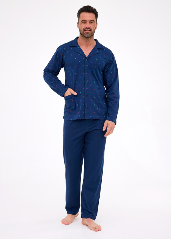 114/79 Cornette Herrenpyjama | Reißverschluss, 100 % Baumwolle, Kragen und Taschen