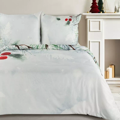 Robin Weihnachtsbettwäsche, Weihnachtsbaum mit Dekoration, Eurovorhänge, grau