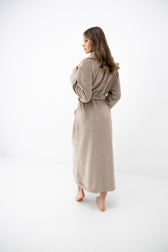 Damenbademantel Sensis Marron mocca, weich, mit Schalkragen und Taschen