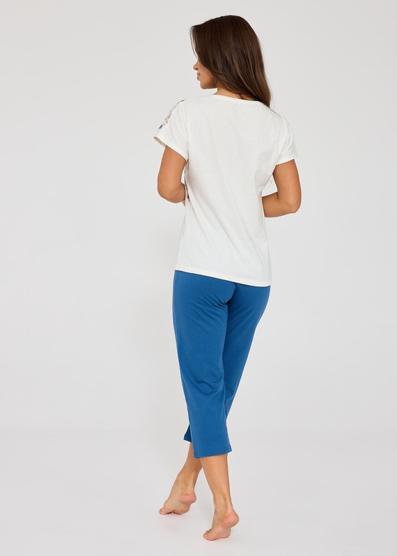 Cornette Floris 369/345 ecru – Damenpyjama 100% Baumwolle 7/8