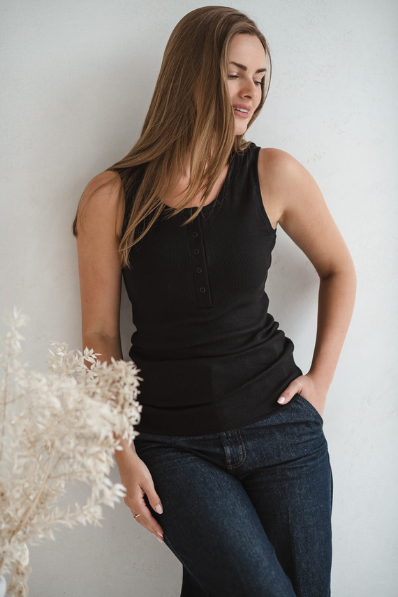 Tummy Umstands- und Still-T-Shirt – gerippt, mit Trägern Milk&Love schwarz