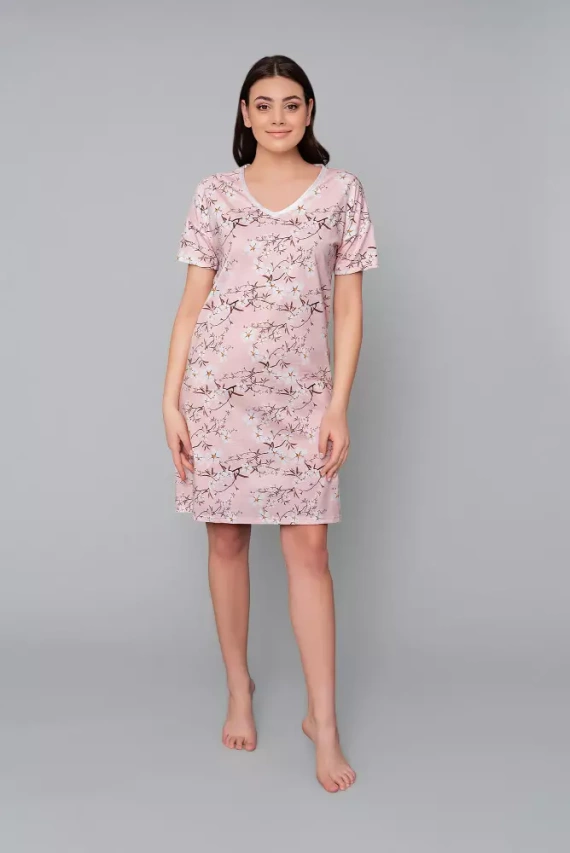 Alwa kurzärmeliges Nachthemd Italian Fashion - rosa Druck