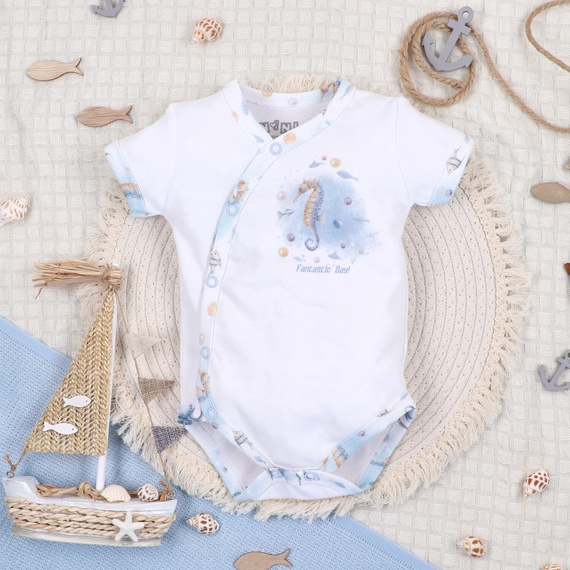 ABN-5444 Sea Of Joy Nini Kurzarm-Wickelbody – Bio-Baumwolle, für Babys