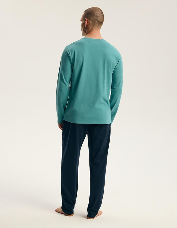 Henderson Core 45500 Flank grüne Herren-Pyjama 100% Baumwolle lang
