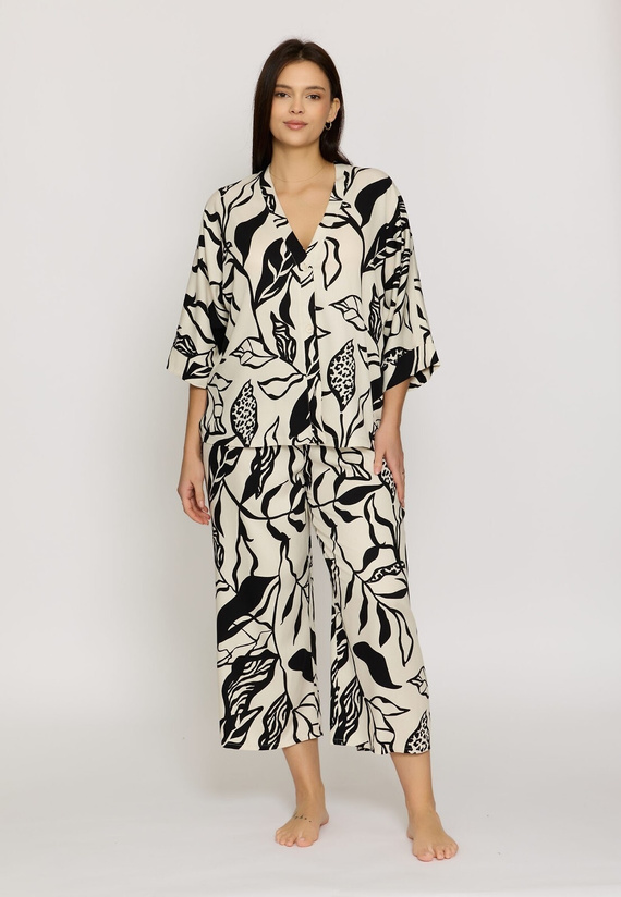 Damen-Pyjama Mefemi Aurora PS63, 100% Viskose, zum Knöpfen, 3/4-Arm