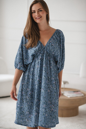 Milk Sun Milk&Love blaues Umstands- und Stillkleid mit Blumen