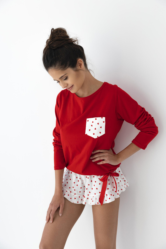 Taylor Sensis Damenpyjama – Rot und Creme