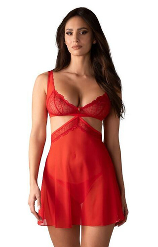 Cupide Desir Babydoll Obsessive Hemd und Tanga – rot