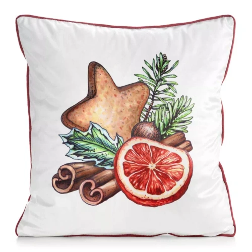 CHP388 Eurofirany Weihnachtskissenbezug 45x45 Samt mit Druck und Paspelierung