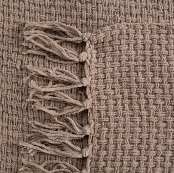 Suzi Decke, Tagesdecke, gewebt mit Fransen, Eurocurtains, beige