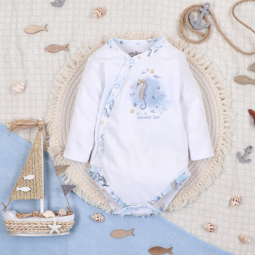 ABN-5442 Sea Of Joy Nini weißer Umschlag-Body – Bio-Baumwolle, für Babys