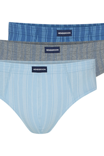 1446 K691 Henderson Herren-Slip, blaugraue Baumwolle, 3 Stück in einer Box