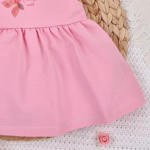 ABN-5427 Bunte Blumen Bio-Baumwollkleid Nini rosa