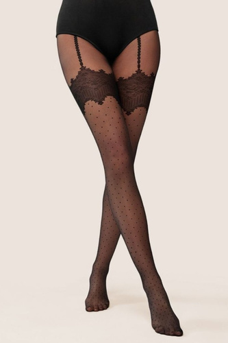 Gabriella Lumia 20 den Strumpfhose Strapsoptik Punkte elegant