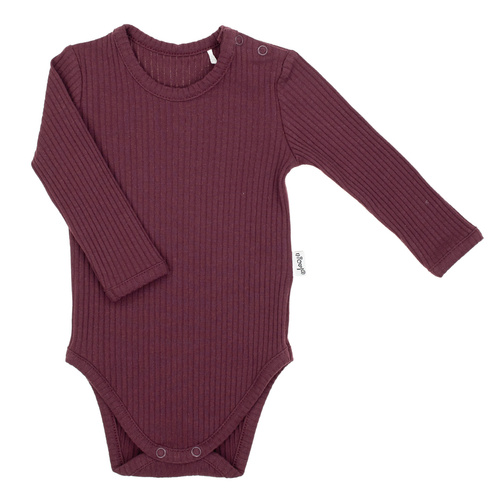 217097 Alisa Nicol Baumwoll-Body – Burgunderrot, gerippt, lange Ärmel