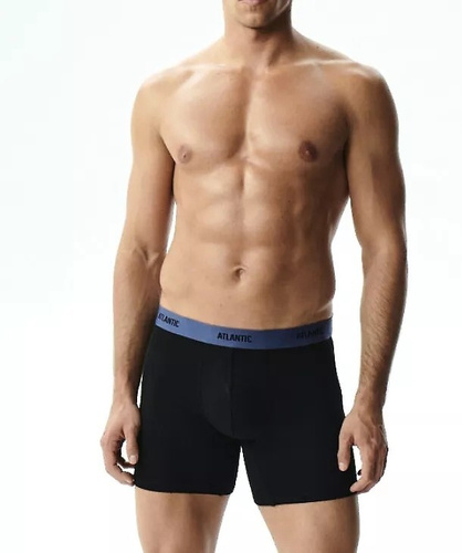Herrenboxershorts Atlantic 3MH-0177 A3 3er-Pack schwarz-denim – aus Baumwolle, lange Beinlänge