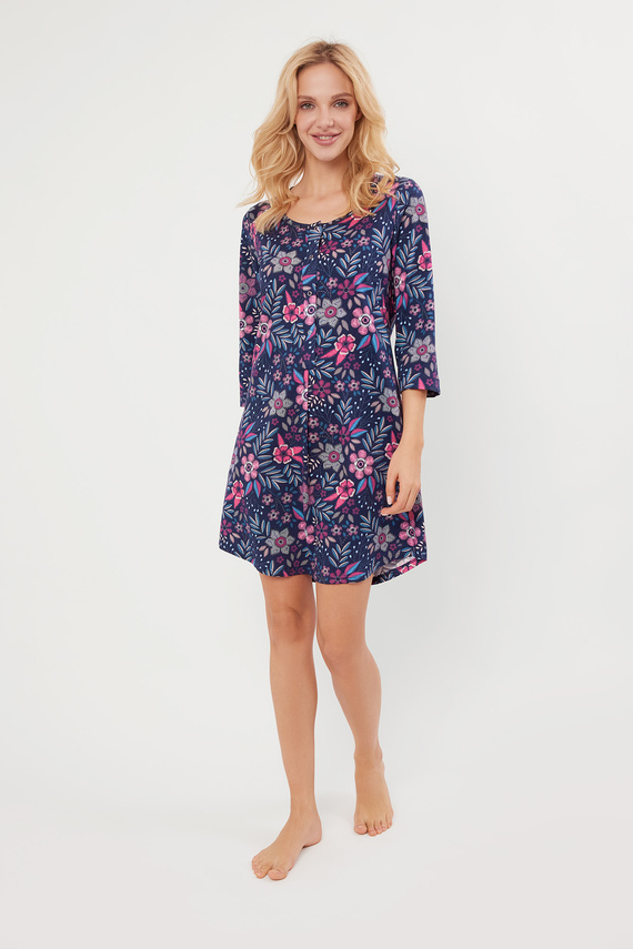 Folk ungeknöpft Nachthemd, 3/4 Ärmel Italienisch Mode - Druck