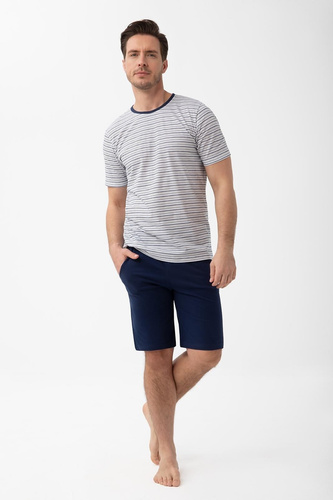 Herrenpyjama Luna 1600 aus 100% Baumwolle mit kurzem Arm Komfort
