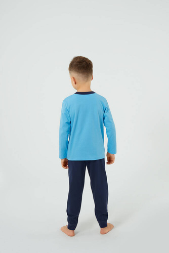 Junak Pyjamas für einen Jungen lange Ärmel und Hosen Italienische Mode - blau/grün