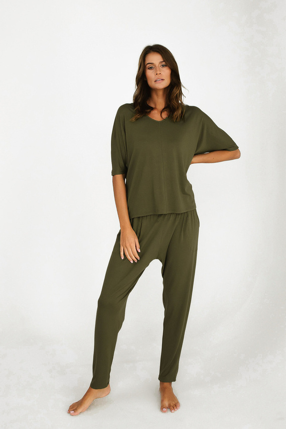 Paramo Damen Kurzarm-Set, Länge. hose Italian Fashion - khaki