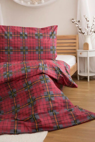 Weihnachtsbettwäsche von Jerry Fabrics – rot kariert, 100 % Baumwolle