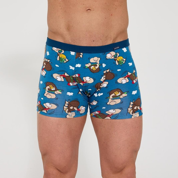 Cornette Tattoo 280/258 Chillout 2 – blaue Herren-Boxershorts aus Baumwolle