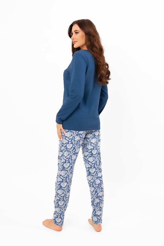 Damenpyjama Boma - lange Ärmel, lange Hose, Baumwolle Italian Fashion - Jeans/Druck 