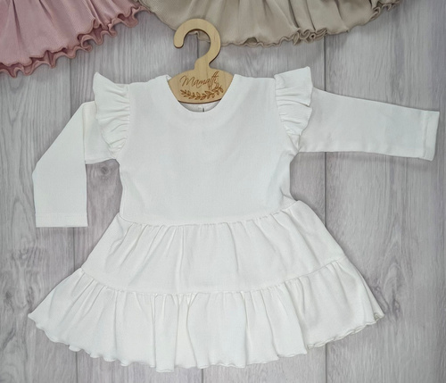 Mamatti SP502 Mädchenkleid mit Flügelärmeln 97% Baumwolle – Ecru