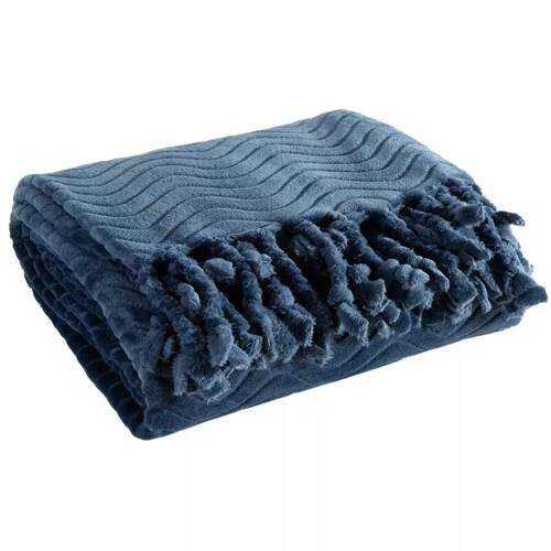 Emma Decke Tagesdecke mit Fransen Eurocurtains, Marineblau