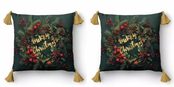 5377 A Merry Christmas Dekorativer Weihnachtskissenbezug Weihnachtsdeko Detexpol - Reißverschluss