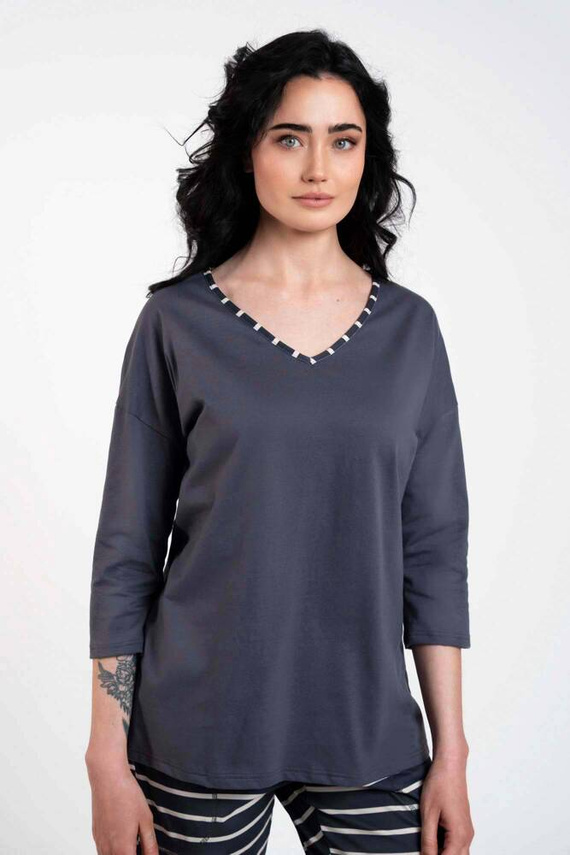 Betty Damen Schlafanzug 3/4 Ärmel, lange Hose Italian Fashion - graphite/graphite print