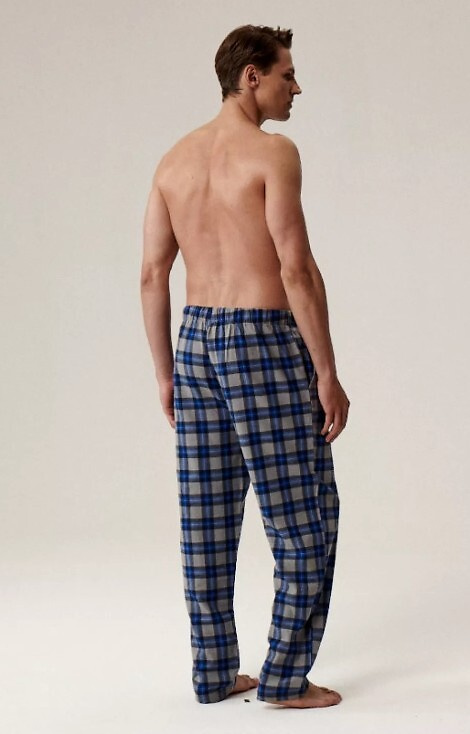 NMB -045 Atlantic Grey – karierte Flanell-Pyjamahose für Herren