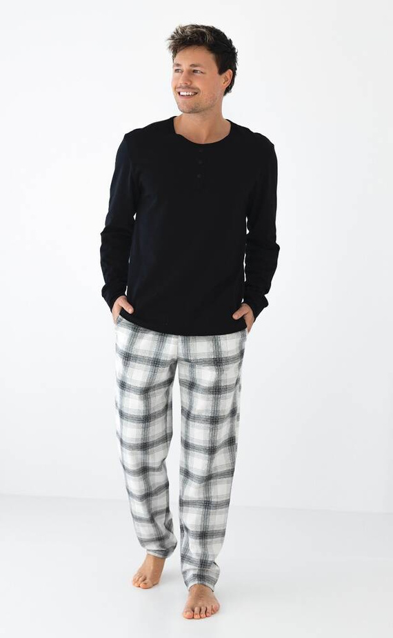 Charles Herrenpyjama Flannel Sensis - schwarz