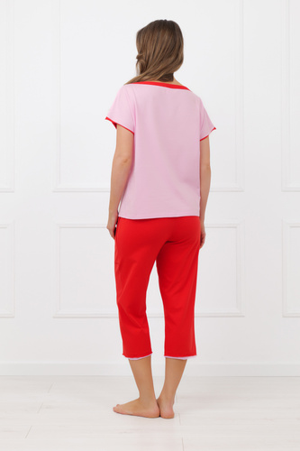 Damenpyjama Sabrina Italian Fashion 100% Baumwolle – kurzer Ärmel, 3/4 Hose