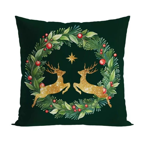 TBN293 Goldenes Hirsch-Marquisette-Weihnachtskissen