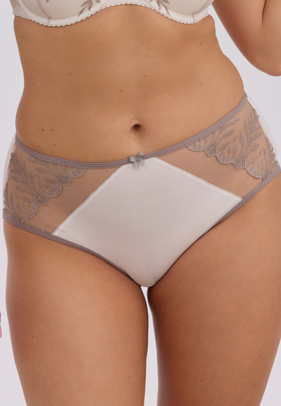 Gaia GFP 1356 Judith klassische Damen Slips ecru grau mit Stickerei