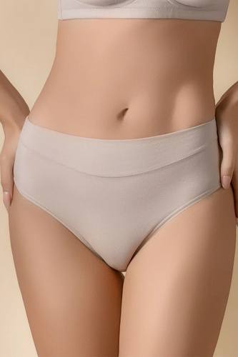 Selene Blanca Baumwoll-Slips Beige Hoher Bund Komfortabel Klassisch